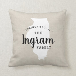Illinois Family Monogram State Dekorativ kudde