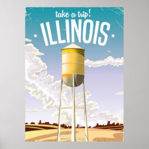 Illinois farm vintage resor poster