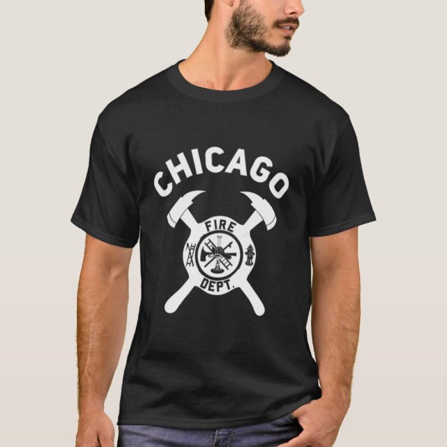 Illinois Fire Department Chicago Firefighter T Shirt (Framsida)