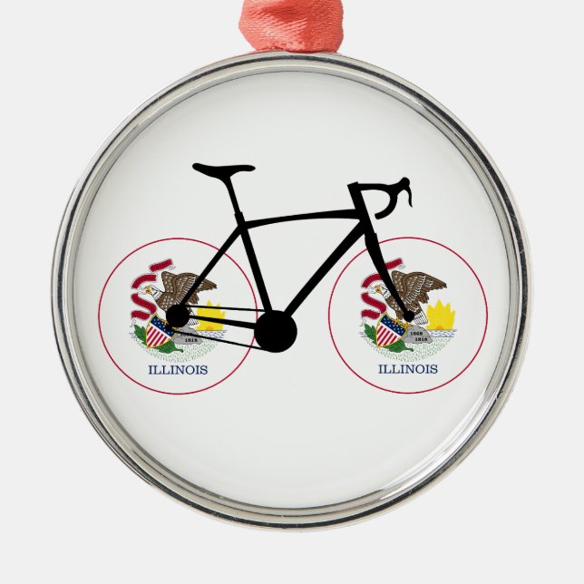 Illinois Flagcykling Julgransprydnad Metall (Framsidan)