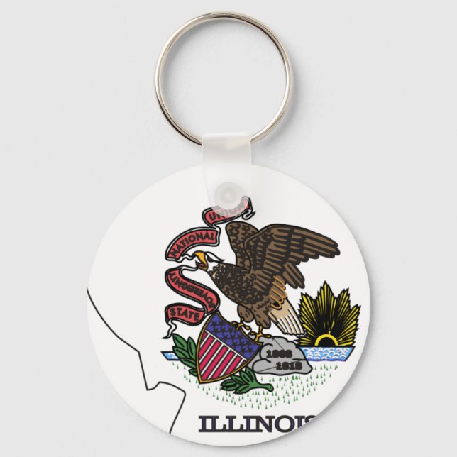 Illinois Flagga Karta Nyckelring (Framsida)