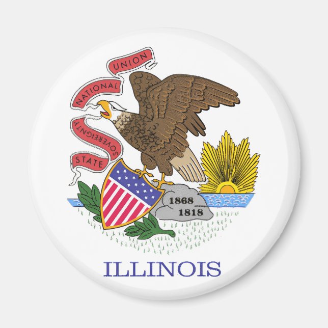Illinois Flagga Magnet (Framsidan)
