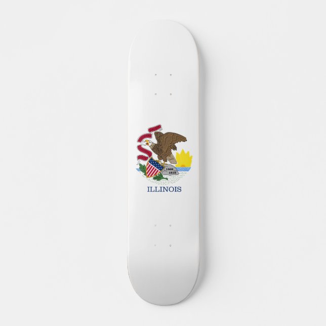 Illinois flagga mini skateboard bräda 18,5 cm (Framsida)