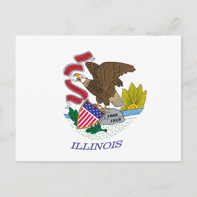 Illinois Flagga Postkort Vykort (Framsida)