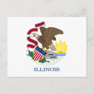 Illinois Flagga Vykort