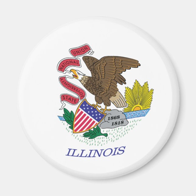 Illinois Flaggmagnet Magnet (Framsidan)