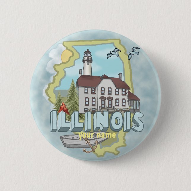 Illinois fyr pin knapp (Framsida)