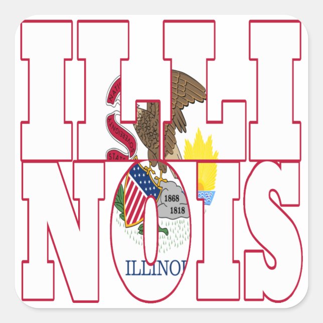 Illinois Fyrkantigt Klistermärke (Framsida)