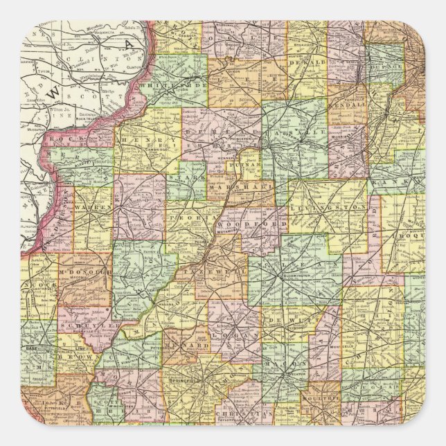 Illinois Fyrkantigt Klistermärke (Framsida)