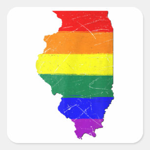 Illinois Gay pride Flagga Fyrkantigt Klistermärke