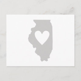 Illinois Grått Karta Shaped Heart Illinoisan Kärle Vykort