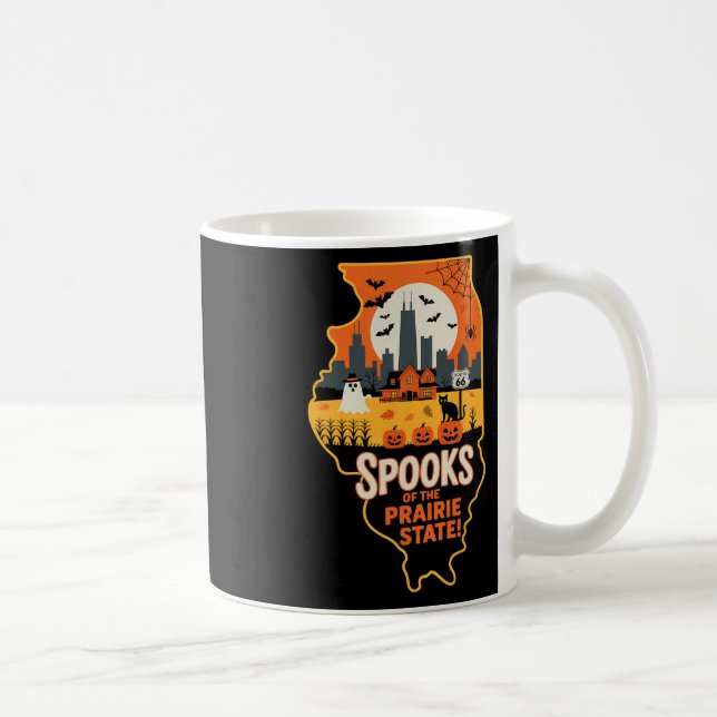 Illinois Halloween Shirt Spooky Pride Prairie Stat Kaffemugg (Höger)
