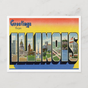 Illinois Hälsning från USA Stater Vykort