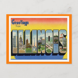 Illinois Hälsning från USA Stater Vykort