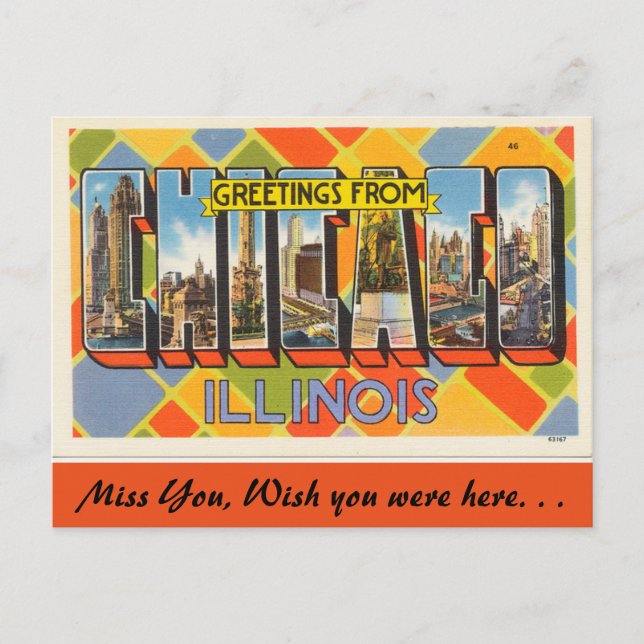 Illinois, Hälsningar från Chicago Vykort (Framsida)