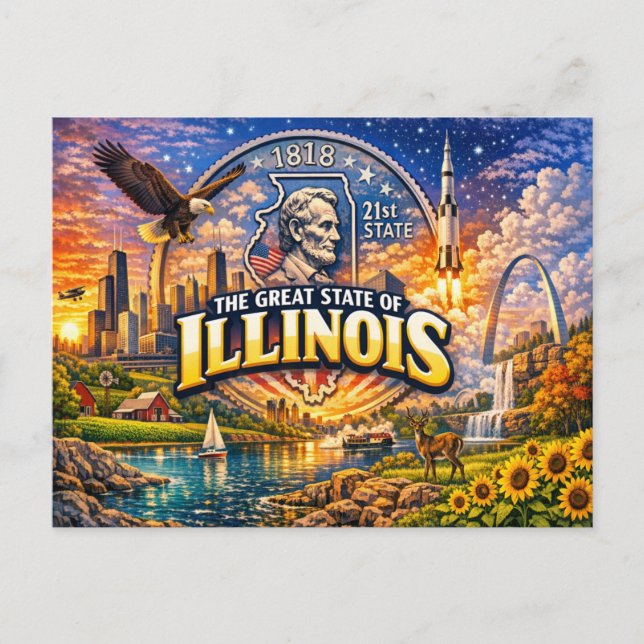 Illinois Hälsningar vykort  (Framsida)