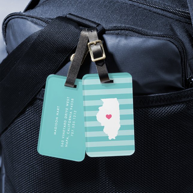 Illinois Heart | Hemstat Bagagebricka (Skapare uppladdad)