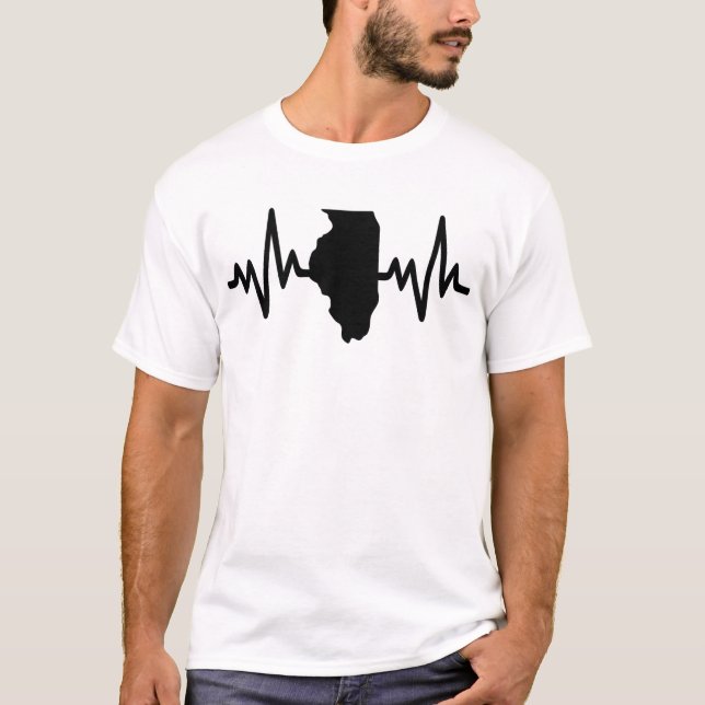 Illinois heartbeat design unisex t shirt (Framsida)