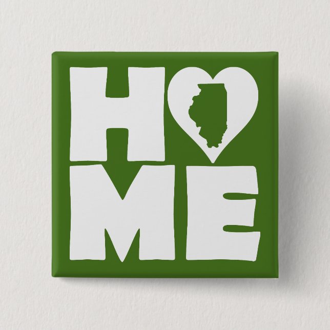 Illinois Hem Heart Stat Knapp Märke Pin (Framsida)