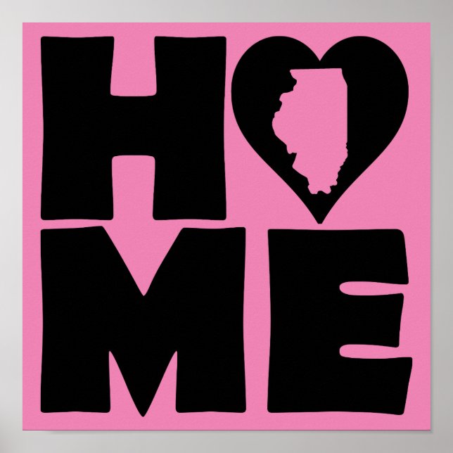 Illinois Hem Heart State Affisch Skylt (Framsidan)