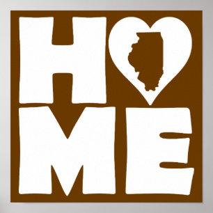 Illinois Hem Heart State Affisch Skylt