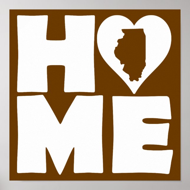 Illinois Hem Heart State Affisch Skylt (Framsidan)