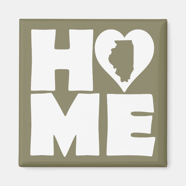 Illinois Hem Heart State Kylskåp Magnet (Framsidan)