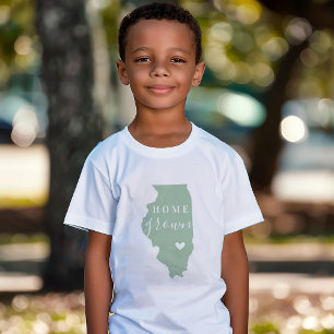 Illinois Home Grown Redigerbar Färg-stat Karta T Shirt