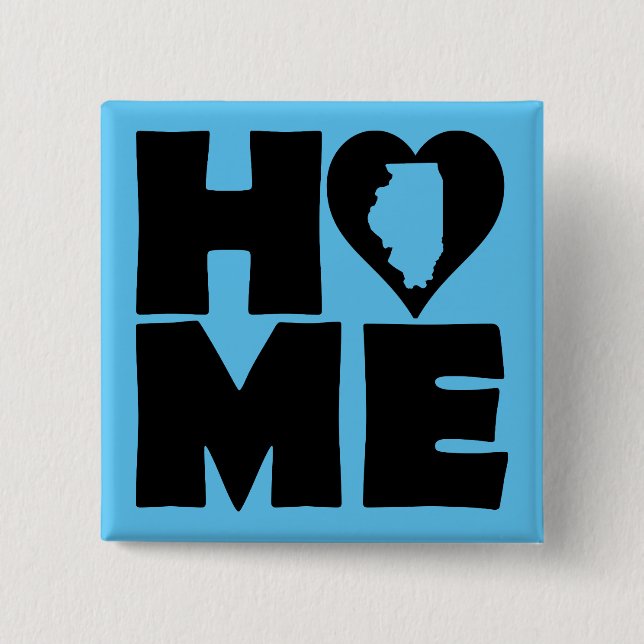Illinois Home Heart State Button Badge Pin Knapp (Framsida)