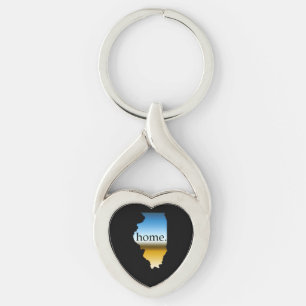 Illinois Home Horizon Twisted Heart Silverfärgad Nyckelring