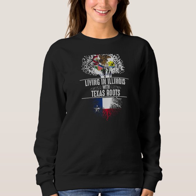 Illinois Home Texas Roots State Träd Flagga Kärlek T Shirt (Framsida)