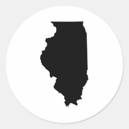 Illinois i svart och vitt runt klistermärke