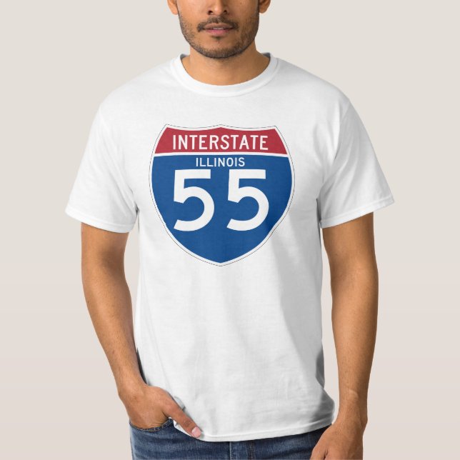 Illinois IL I-55 skyddar den Interstate huvudvägen Tee Shirt (Framsida)