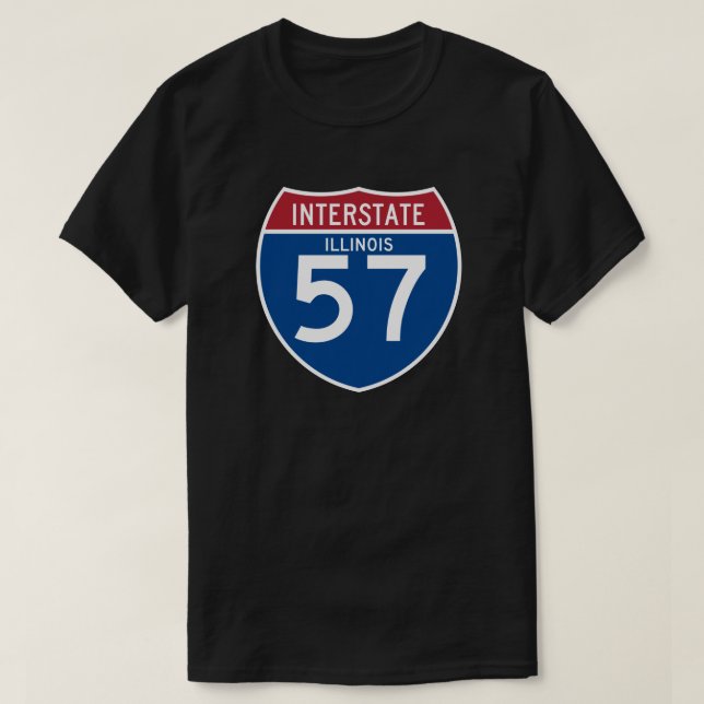 Illinois IL I-57 skyddar den Interstate huvudvägen T-shirt (Design framsida)