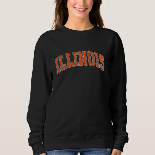 Illinois IL Vintage Athletic Sports Design Orange T Shirt
