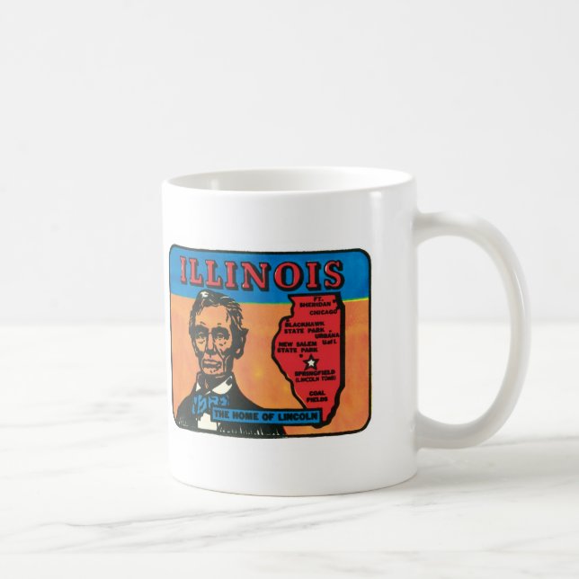 Illinois IL Vintage State Label Mugg (Höger)
