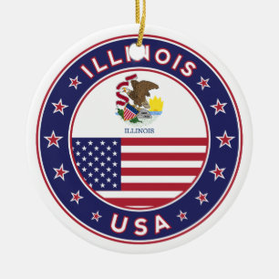 Illinois, Illinois t-shirt, Illinois-dekal. Julgransprydnad Keramik