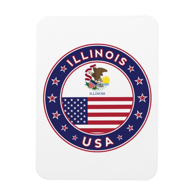 Illinois, Illinois t-shirt, Illinois-dekal. Magnet (Vertikal)