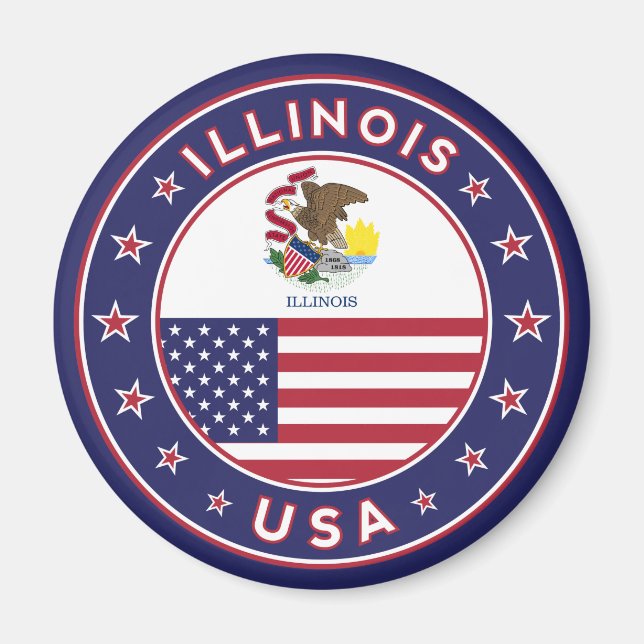 Illinois, Illinois t-shirt, Illinois-dekal. Magnet (Framsidan)