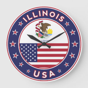 Illinois, Illinois t-shirt, Illinois-dekal. Stor Klocka