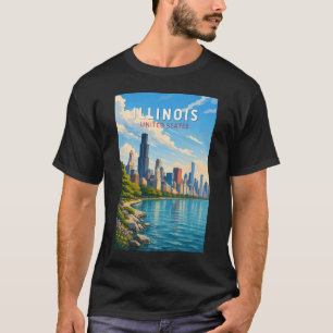 Illinois Illustrativ Resa Konst Vintage T Shirt