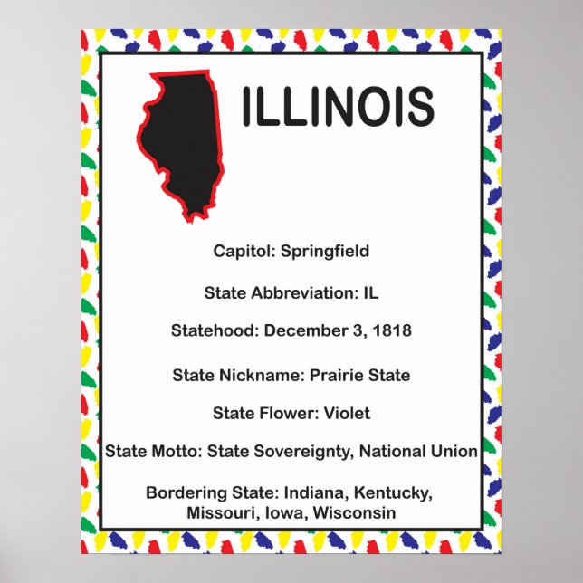Illinois Information Educational US State Poster (Framsidan)