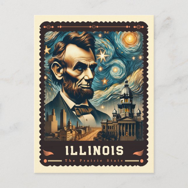 Illinois | Inspirerad av Vincent Van Gogh Vykort (Framsida)