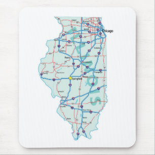 Illinois Interstate karta Mousepad Musmatta