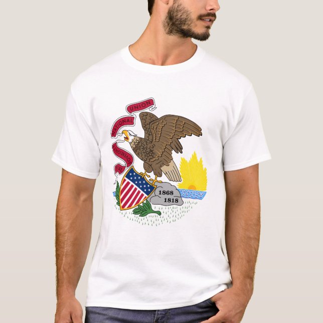 Illinois jackar av arm, American statlig flagga T- Tee Shirt (Framsida)