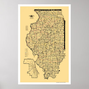 Illinois järnvägkarta 1897 poster