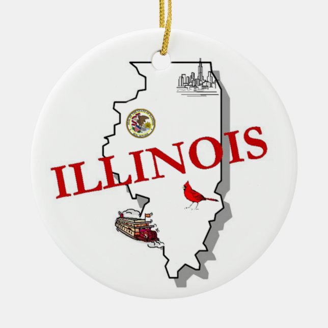Illinois julgranprydnad julgransprydnad keramik (Framsidan)