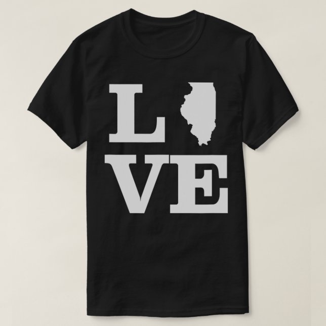 Illinois Kärlek Design State-kontur Illinois Home T Shirt (Design framsida)