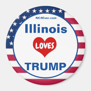 Illinois KÄRLEK TRUMP Patriotic Fridge Magnet
