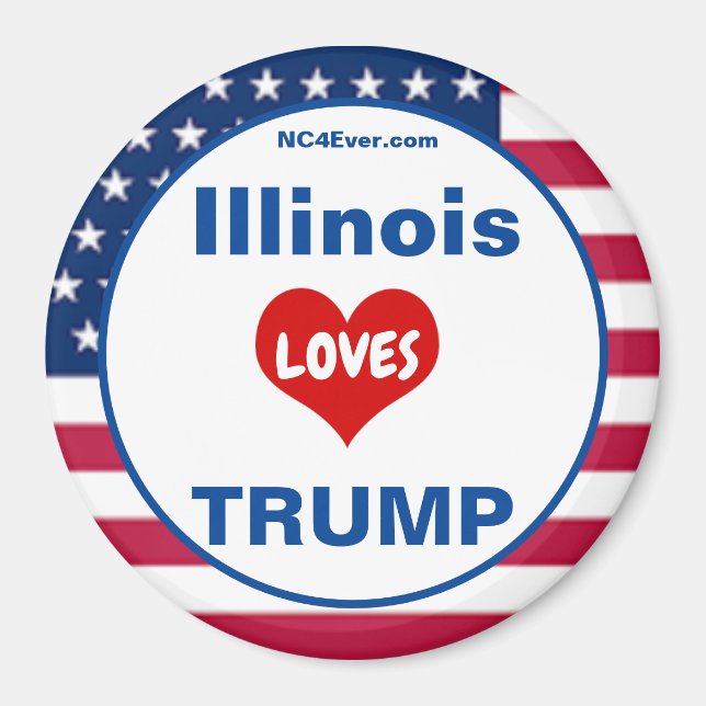 Illinois KÄRLEK TRUMP Patriotic Fridge Magnet (Framsidan)